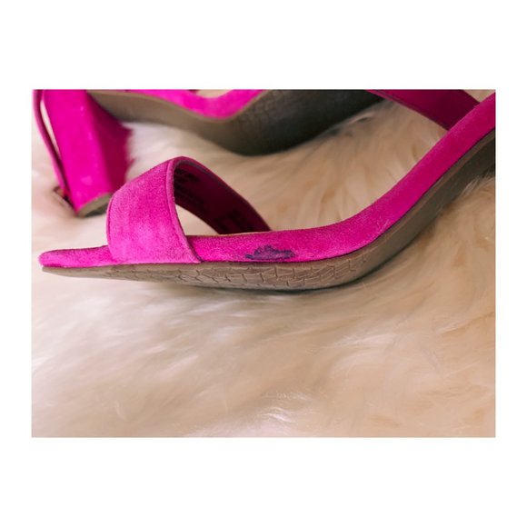 Nordstrom BP Lula Magenta suede block heel slingback sandal, Size 8 - Picture 2 of 3